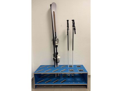 Vingo modry dreveny stojan na lyze hulky