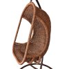 Závěsné hnědé ratanové křeslo (rozměry (cm) Vejce včetně stojanu)