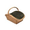 Proutěný koš na dřevo s tmavě zelenou textilií