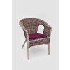 Ratanové křeslo s výpletem z listů banánovníku s vínovým polstrem