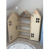Dětská policová skříň domeček, přírodní - 130 cm