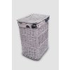 Bílý hranatý proutěný koš na prádlo s víkem (Rozměry (cm) 34x23, v. 43)