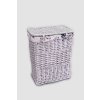 Bílý hranatý proutěný koš na prádlo s víkem (Rozměry (cm) 34x23, v. 43)