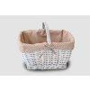Proutěný nákupní košík s látkou se srdíčky – bílý, 2. jakost