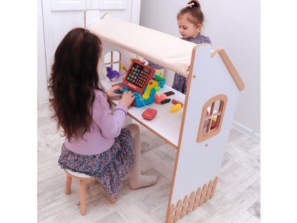 Detský písací stôl so stoličkou - staroružová