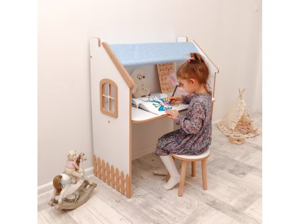 Detský písací stôl so stoličkou - modrý