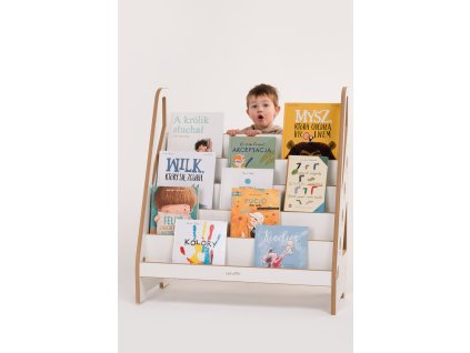 Otvorená montessori knižnica pre deti od 1 roka (biela), 83 x 90 cm