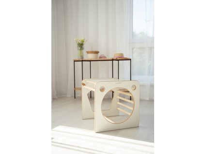 Măsuță multifuncțională pentru copii - cub, alb - 50 x 50 cm