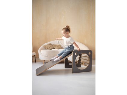 Súprava 3v1: šmýkačka, preliezačka a stôl s rebríkom, sivá