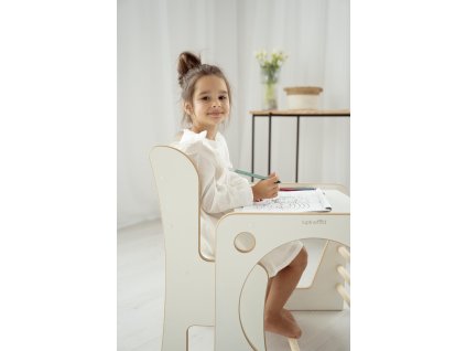 Sada multifunkčného stolíka-kocky a stoličky, biela