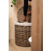 Rattan szennyeskosár tetővel, kerek - szürke