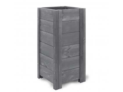 Hoher rechteckiger Holzgartenkasten - grau, 39 x 39 x 79 cm