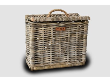 Aufbewahrungskorb aus Rattan mit Deckel für Toilettenpapier, rechteckig - grau, 39 x 19 x 32 cm