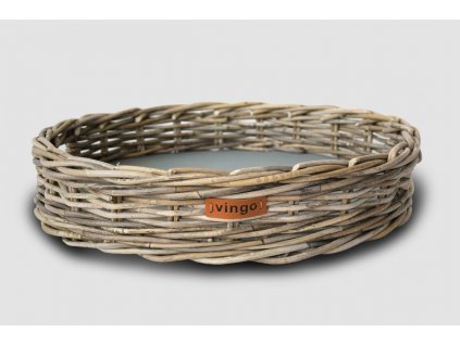 Rattan Tablett rund - grau, Durchmesser 47 cm