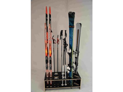 Kombinierter Holzständer für Skier, Langlaufskier und Stöcke (Abmessungen 85x35, h. 30 mit einem individuellen Text)