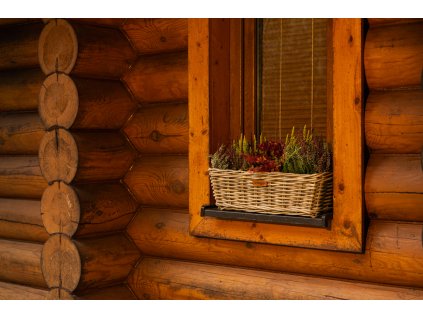 Rattan-Blumenkasten - grau