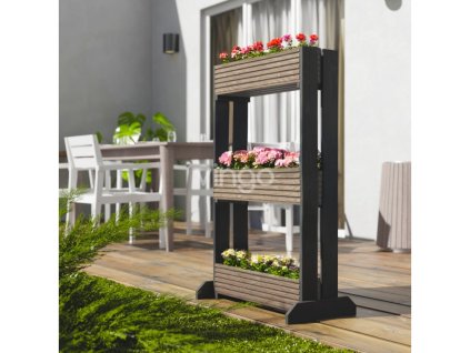 Blumenkastenständer aus Holz - 3 Etagen, grau