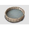 Rattan Tablett rund - grau, Durchmesser 47 cm