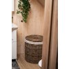 Rattan-Wäschekorb mit Deckel, rund - grau