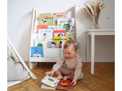 Nyitott Montessori-könyvtár 1 éves kortól (fehér), 63 x 90 cm
