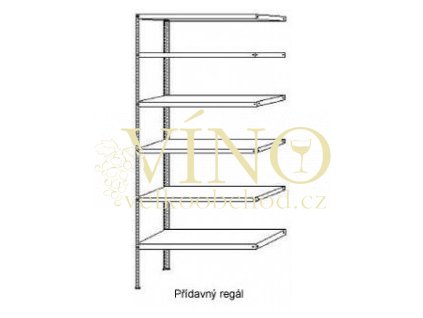 Přídavný celokovový regál 2000x1000x600 mm zinkovaný, 6 polic, nosnost 150 kg na polici