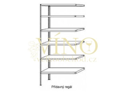 Přídavný celokovový regál 2500x1000x600 mm zinkovaný, 6 polic, nosnost 150 kg na polici