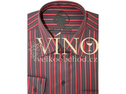 Košile pánská, dlouhý rukáv - RUHT 025 MADRID, černý/červený vzor proužek 100% Bavlna