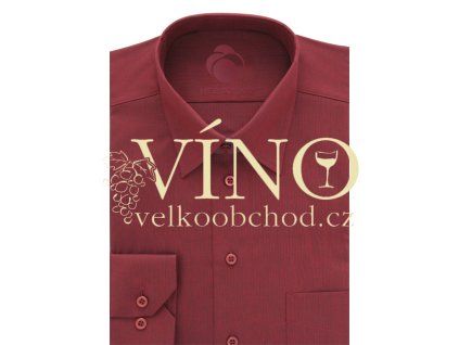 Košile pánská, dlouhý rukáv - RUHT 045 DETROIT, vínová, Comfort Line 100% bavlna