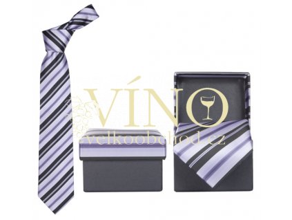 PREMIERE LINE kravata v dárkové krabičce, fialový vzor