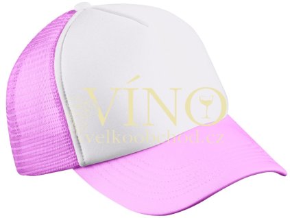 5 PANEL POLYESTER MESH CAP FOR KIDS MB071 dětská kšiltovka, bílá/baby růžová