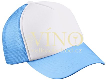 5 PANEL POLYESTER MESH CAP MB070 čepice s kšiltem, bílá/světle modrá