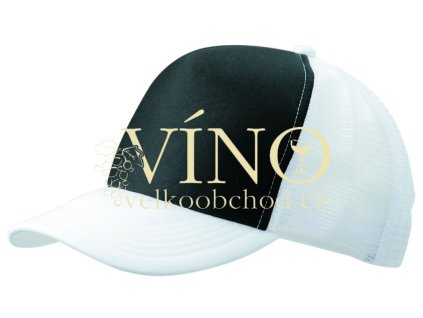 5 PANEL POLYESTER MESH CAP MB070 čepice s kšiltem, černá/bílá