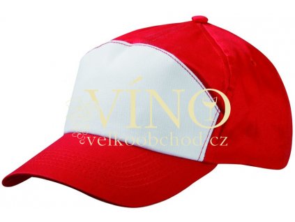 7 PANEL PROMO CAP MB005 čepice s kšiltem, červená/bílá
