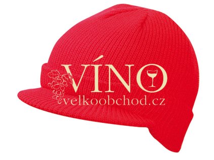 KNITTED CAP WITH PEAK MB7530 zimní čepice s kšiltem, červená