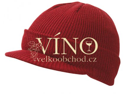 KNITTED CAP WITH PEAK MB7530 zimní čepice s kšiltem, burgundy hnědá