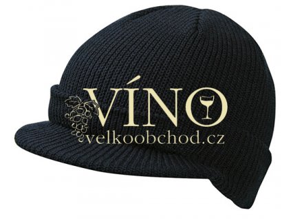 KNITTED CAP WITH PEAK MB7530 zimní čepice s kšiltem, černá