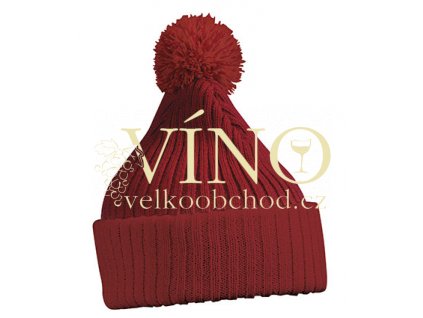 Knitted cap with pompon MB7540 zimní čepice s kulichem, burgundy hnědá