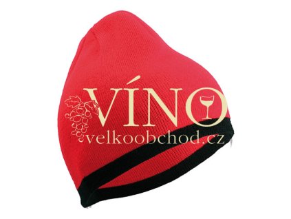 BEANIE WITH CONTRASTING BORDER MB7584 zimní čepice, červená/černá