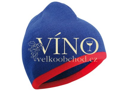BEANIE WITH CONTRASTING BORDER MB7584 zimní čepice, královská modrá/červená