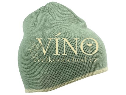 BEANIE WITH CONTRASTING BORDER MB7584 zimní čepice, olivová/světle zelená