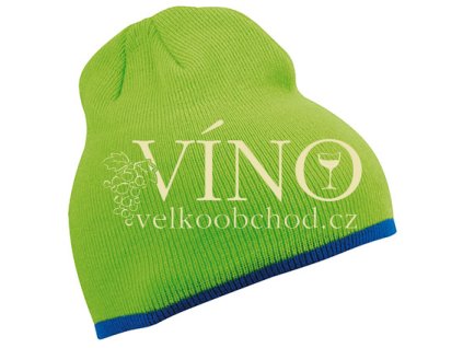 BEANIE WITH CONTRASTING BORDER MB7584 zimní čepice, citrusová zelená/královská modrá