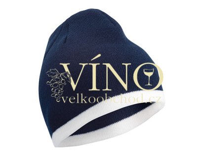 BEANIE WITH CONTRASTING BORDER MB7584 zimní čepice, námořní modrá/bílá
