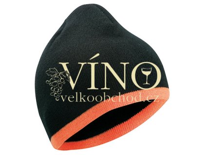 BEANIE WITH CONTRASTING BORDER MB7584 zimní čepice, černá/oranžová