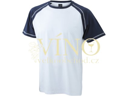 James & Nicholson JN010 Men's Raglan-T, pánské triko s krátkým rukávem, bílá/námořní modrá