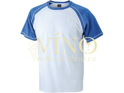 James & Nicholson JN010 Men's Raglan-T, pánské triko s krátkým rukávem, bílá/královská modrá