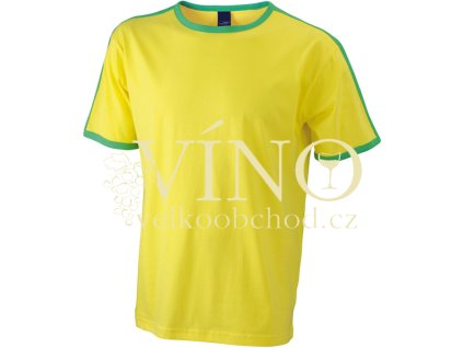 James & Nicholson JN017 Men's Flag-T, pánské triko s krátkým rukávem, žlutá/zelená