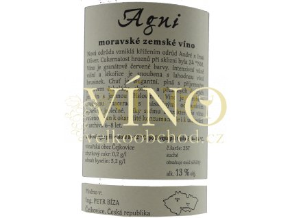 Bíza Agni 2017 moravské zemské 0,75 l suché moravské červené víno