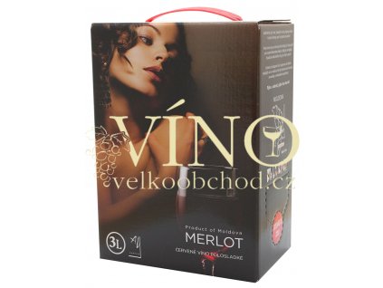 Víno Merlot 3 l BIB polosladké moldavské červené bag in box Aurvin DK-Intertrade