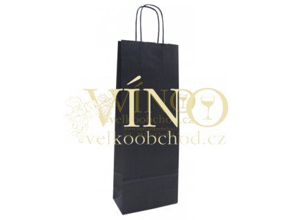 Akce ihned Dárková papírová taška 14x8,5x39 cm na víno láhev 0,75 l sulfát modrý