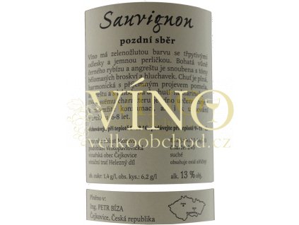 Bíza Sauvignon 2018 pozdní sběr 0,75 l suché moravské bílé víno poslední láhev